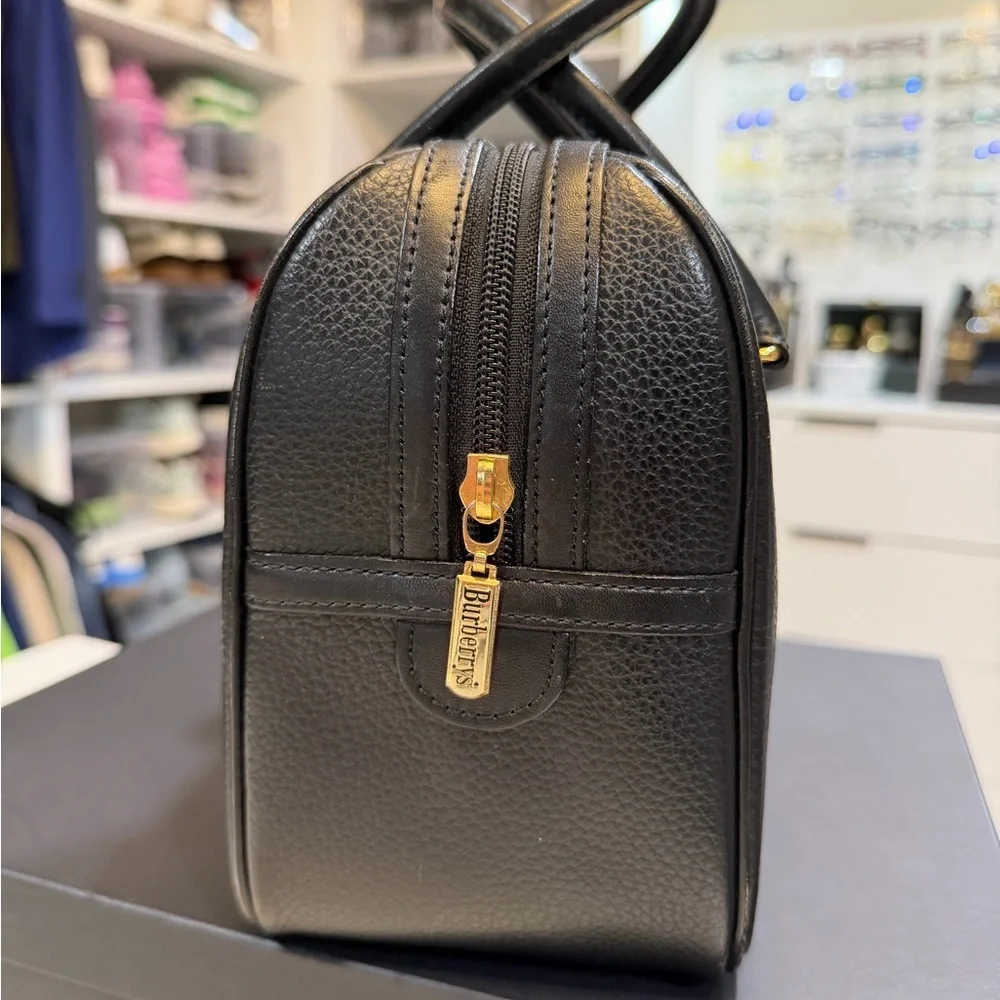 Burberry Black Leather Nova Check Mini Boston Bag - 32cm - Picture 6 of 12